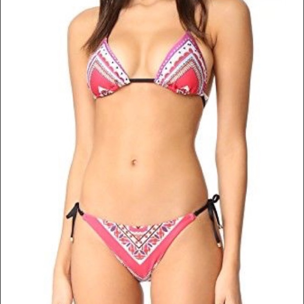 Vitamin A scarf print triangle bikini & tie bottom